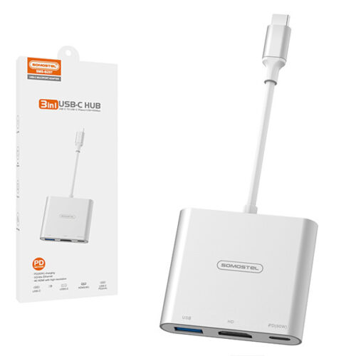 somostel adapter host usb+typ-c+hdmi 60w srebrny sms-bz07