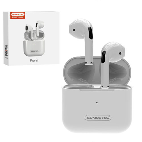 somostel słuchawki bluetooth douszne pro 4 tws earbuds tws bt 5.3 biały stero sms-pro4