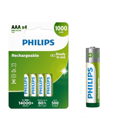 bateria philips aaa lr03 blister 4szt akumulator 1000mah redy to use phil-r03b4rtu10/10