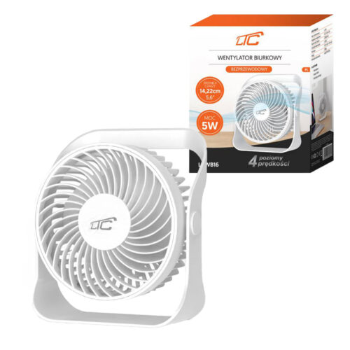 wentylator biurkowy bezprzewodowy, ładowanie typ-c, 5w, 2000mah lxwb16