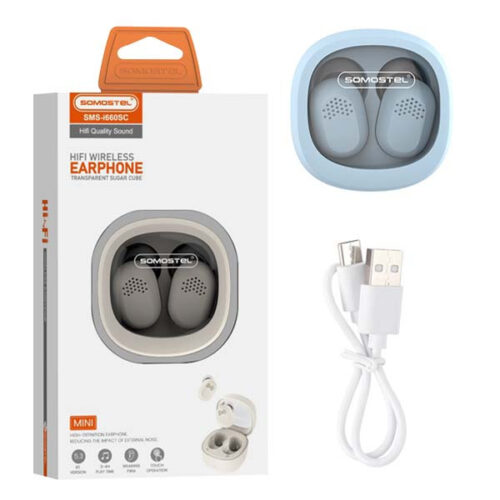 somostel słuchawki bluetooth douszne tws bt 5.0 niebieski stero sms-i660