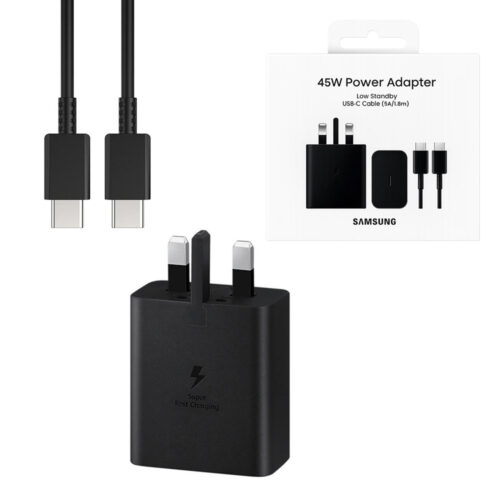 samsung ładowarka sieciowa typ-c pd ep-t4511 45w czarny 3a + kabel typ-c - typ-c - uk connector