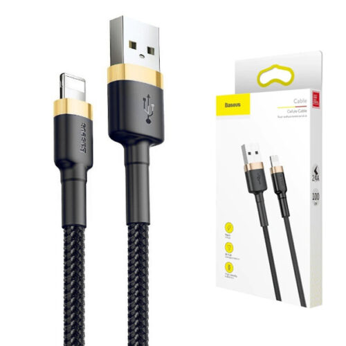kabel usb lightning baseus cafule 2.4a 1m (złoto-czarny)