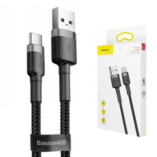 baseus kabel cafule usb - typ-c 3a 1m szary / czarny