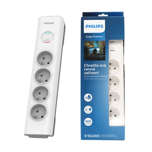 przedłużacz sieciowy philips listwa zasilająca przepięciowa 4 gniazda 2m biały 16a spn7040wa/60