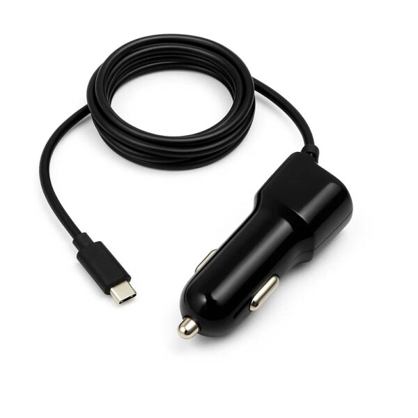 ładowarka samochodowa usb typ-c 2a czarna vega proton + port usb 2100ma