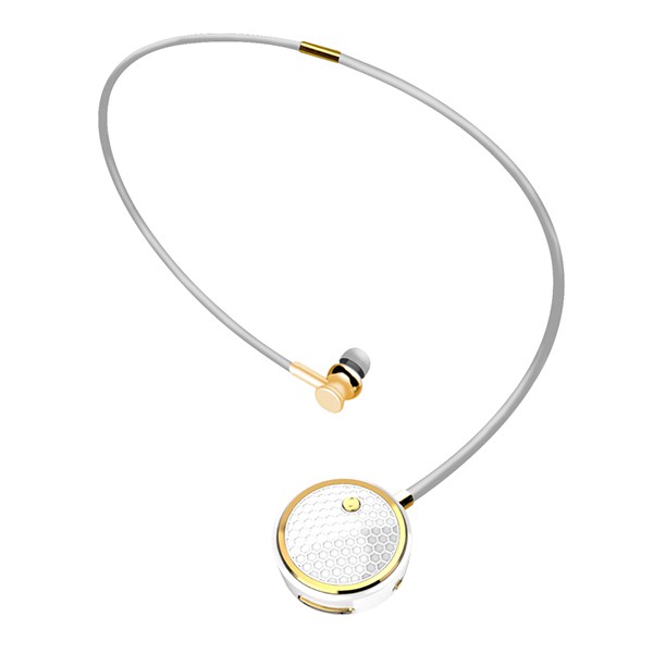 słuchawka bluetooth fineblue diamond douszne fl-c8 białe/złote kanałowe
