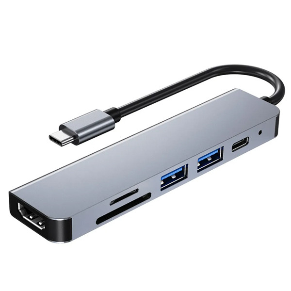 ecobox adapter typ-c rozdzielacz hdmi + typ-c + usb + czytnik kart dex