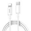 denmen kabel usb-c pd typ-c - lightning 20w 3,6a wzmacninany biały 2m d65