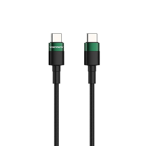 kabel usb typ-c do typ-c pd usb-c denmen czarny oplot 1m d62 100w