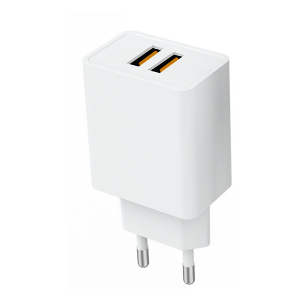 ładowarka sieciowa 2.1a 10w biała denmen 2100ma 2xusb dc02 + kabel iphone white