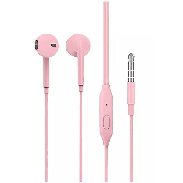 denmen słuchawki przewodowe douszne jack 3,5 mm różowy dr01p
