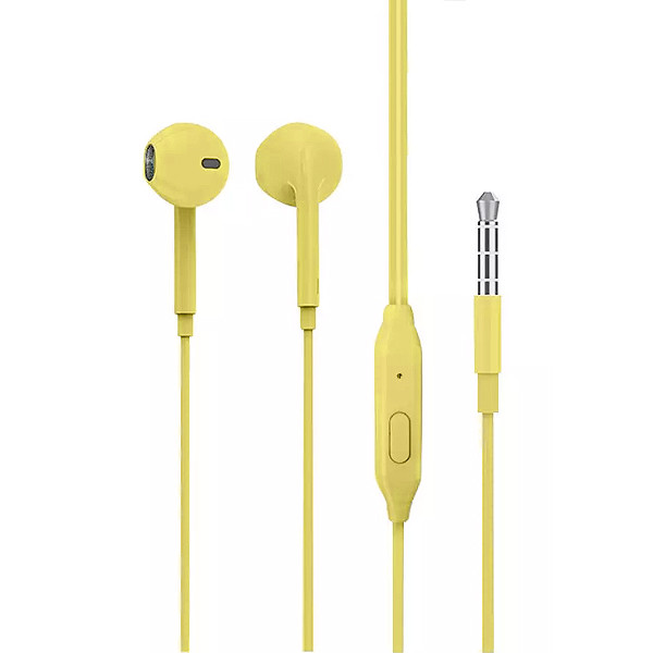 denmen słuchawki przewodowe douszne jack 3,5 mm żółty dr01y