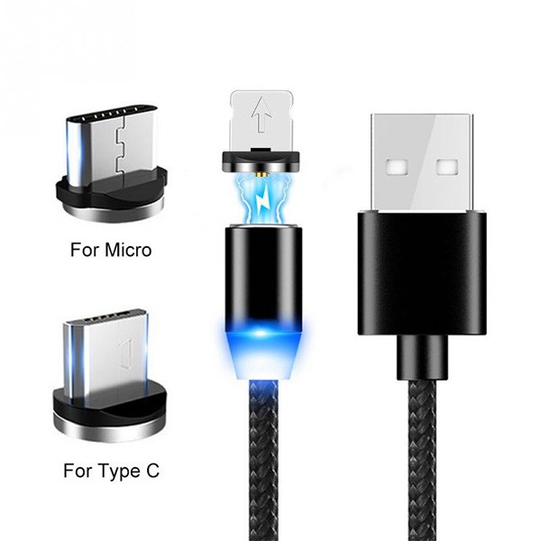 ecobox kabel usb 3w1 magnetyczny 360 czarny iphone micro typ-c