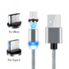 ecobox kabel usb 3w1 magnetyczny 360 srebrny iphone micro typ-c