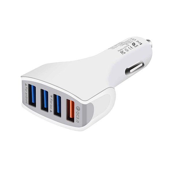 ładowarka samochodowa 4 x usb 7a biała vega faston fast charger quick 4xusb 3.0 3500ma