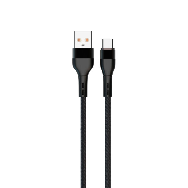 denmen kabel usb - typ-c 2.4a 60w czarny oplot d60t-b