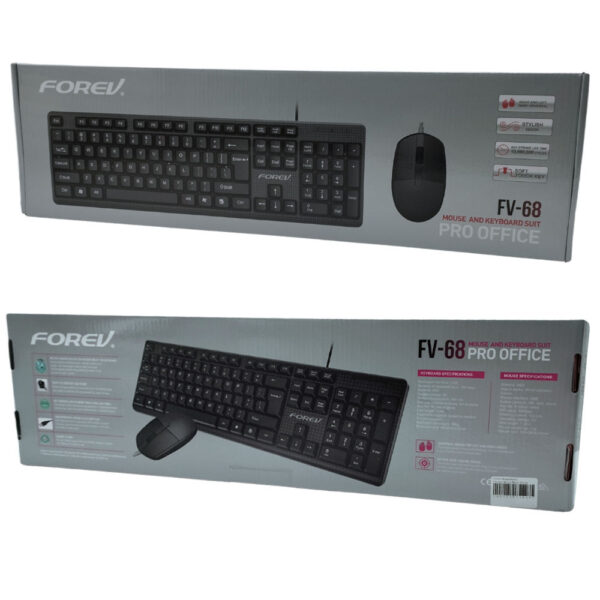 forev klawiatura przewodowa + mysz zestaw czarna fv-68