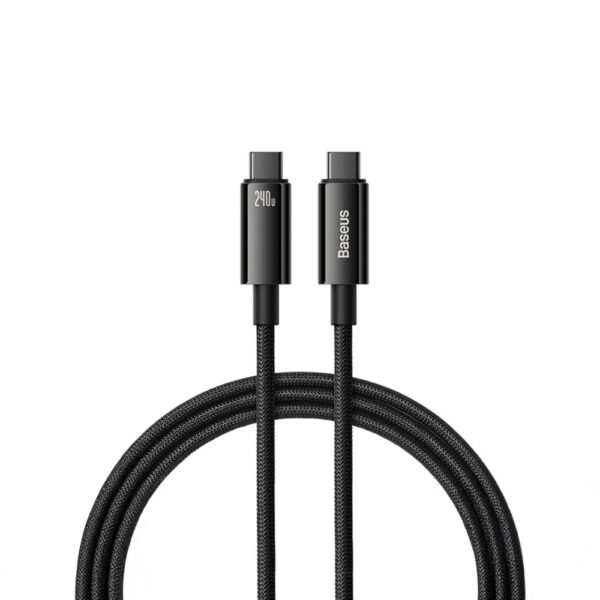 kabel usb-c do usb-c baseus tungsten gold, 240w, 3m (czarny) cawj040201