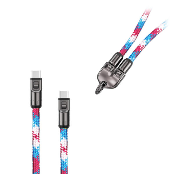ecobox kabel 240w typ-c do typ-c smycz na szyje tęcza róż/nieb