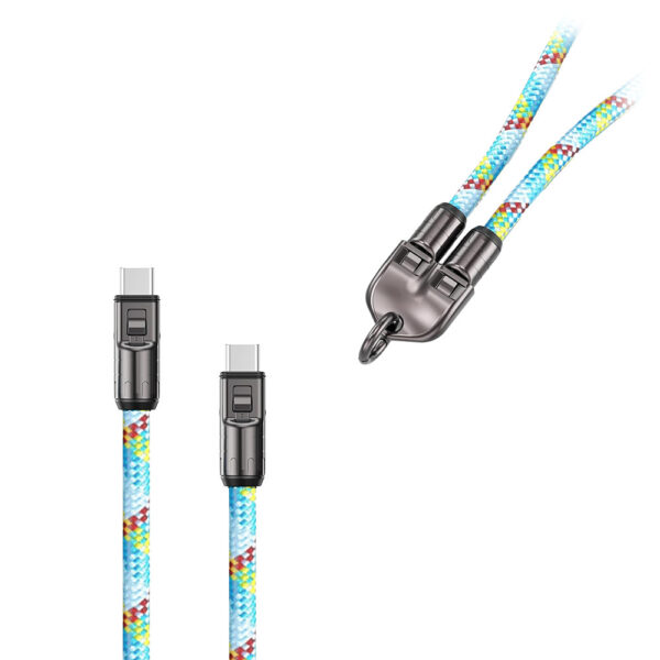 ecobox kabel 240w typ-c do typ-c smycz na szyje tęcza biała