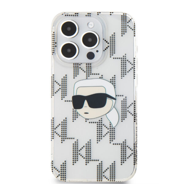 karl lagerfeld iml electroplated repeated logo case for iphone 15 pro transparent