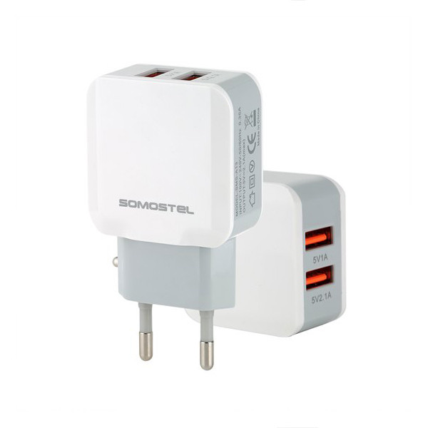 somostel ładowarka sieciowa 2xusb 2.1a 1m biały sms-a13