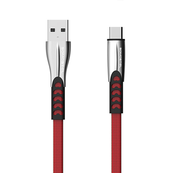 somostel kabel usb - typ-c 2.4a 30w 1m quick charge qc3.0 czerwony powerline sms-bw02