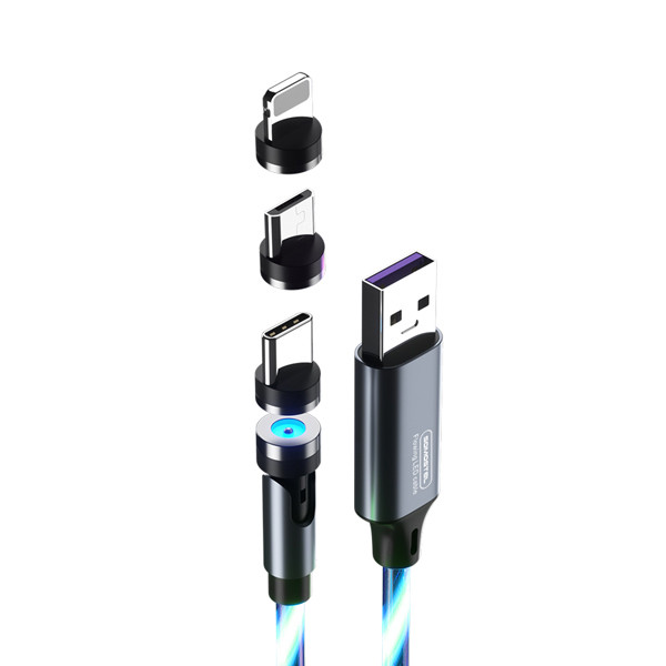 somostel kabel 3w1 usb - typ-c / microusb / lightning 3.1a 30w 1.2m quick charge qc3.0 niebieski sms-by04