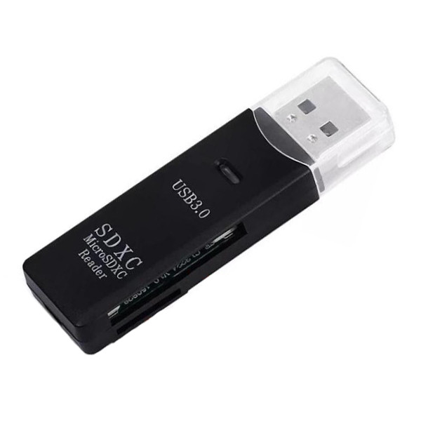 czytnik kart pamięci 2w1 usb a 3.0 hb20 czarny