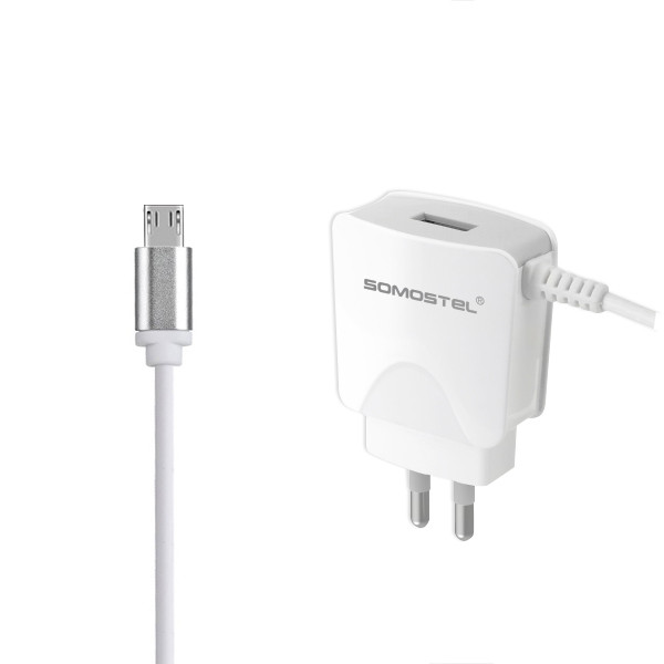 somostel ładowarka sieciowa usb + kabel microusb 2.1a 10w 1m biały sms-a03