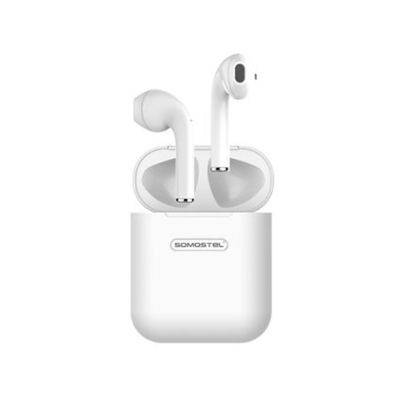somostel słuchawki bluetooth douszne tws + ładowanie bezprzewodowe bt 5.0 biały stero sms-i330