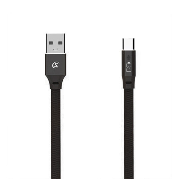 kabel usb typ-c 2.4a somostel czarny 2400mah quick charger qc 3.0 1m usb-c płaski sms-bw04