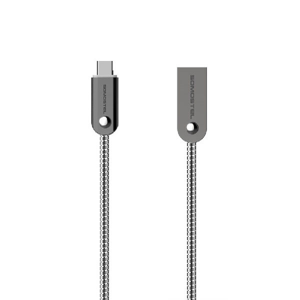 somostel kabel usb - microusb 2.4a 20w 1m quick charge qc3.0 srebrny sms-bj01