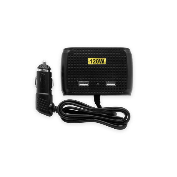 ecobox rozgałęziacz rozdzielacz gniazda zapalniczki car fire 3 gniazda + usb 4.2a czarny 120w