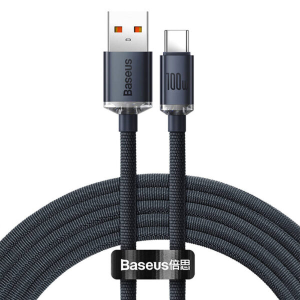 kabel usb do usb-c baseus crystal shine, 100w, 1.2m (czarny)