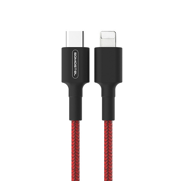 somostel kabel typ-c - lightning 3.1a 18w 1m power delivery pd czerwony powerline sms-bw05