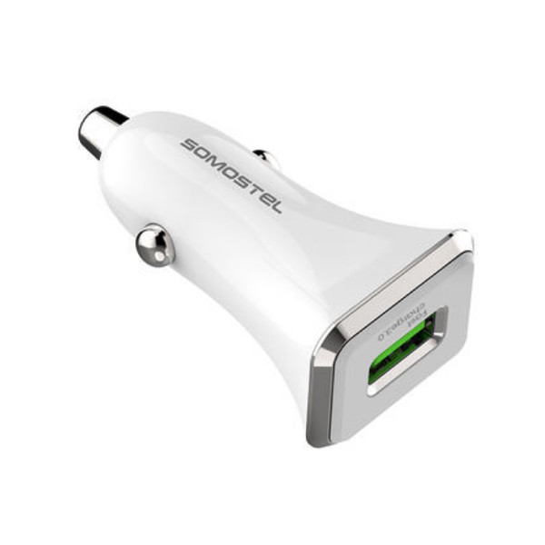 somostel ładowarka samochodowa usb + kabel usb - microusb 3.1a 18w 1m quick charge qc3.0 biały sms-a43