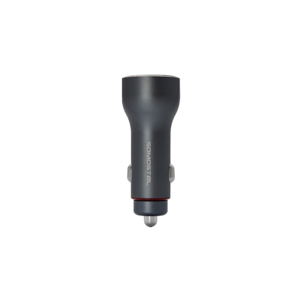 somostel ładowarka samochodowa 2xusb + kabel usb - lightning 5a 1m quick charge qc3.0 szary aluminium sms-a89