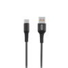 kabel usb wzmacniany oplot typ-c denmen czarny 1m d02t