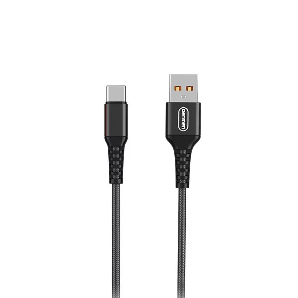 kabel usb wzmacniany oplot typ-c denmen czarny 1m d02t