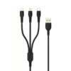denmen kabel 3w1 usb - typ-c / microusb / lightning 2.4a 1m quick charge qc3.0 czarny