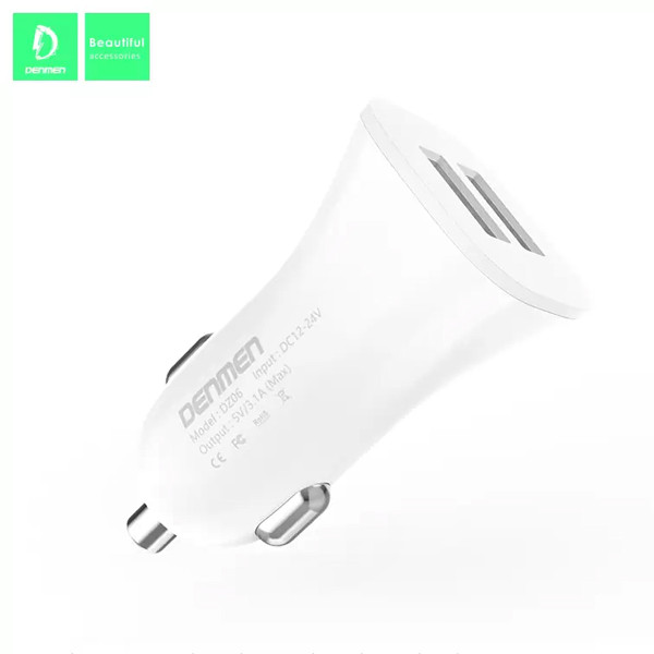 denmen ładowarka samochodowa dz06 2xusb 3.1a 15w fast charge biały dz06