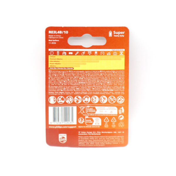 philips bateria cynkowa aaa lr03 longlife 4szt phil-r03l4b/10