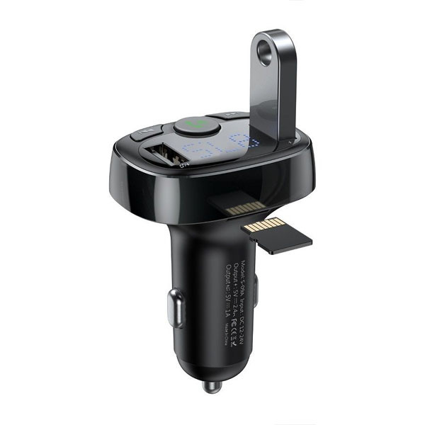 transmiter fm bluetooth baseus + ładowarka 2,1a zestaw głośnomówiący 2xusb microsd cctm-01