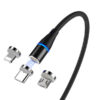 ecobox kabel usb 3w1 magnetyczny 3a 360 czarny szybkie ładowanie + transfer danych micro typ-c iphone