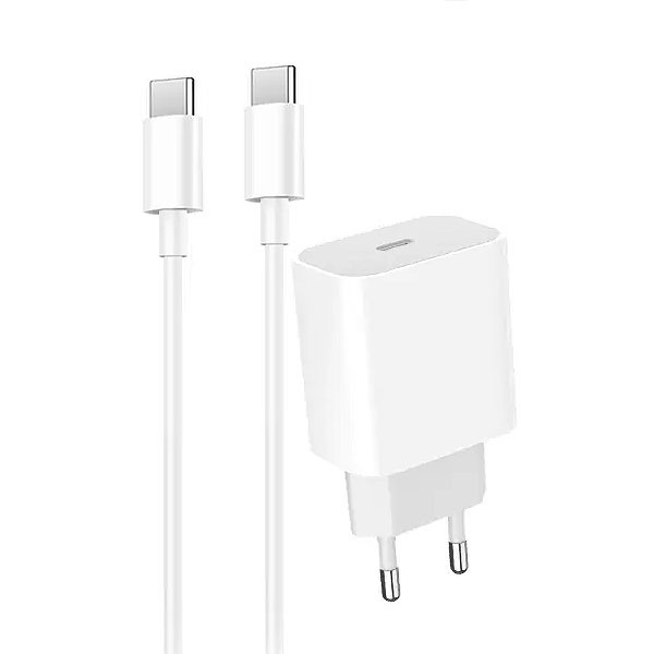 denmen ładowarka sieciowa dc06 typ-c + kabel typ-c - typ-c 3.6a 20w 1m power delivery pd biały