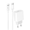 denmen ładowarka sieciowa dc06 typ-c + kabel typ-c - lightning 3.6a 20w 1m power delivery pd biały dc06l