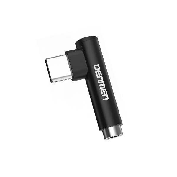 adapter hf typ-c denmen czarny audio jack du03