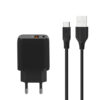 somostel ładowarka sieciowa usb+typ-c + kabel typ-c - typ-c 3a 18w 1m power delivery pd+qc3.0 czarny sms-q01